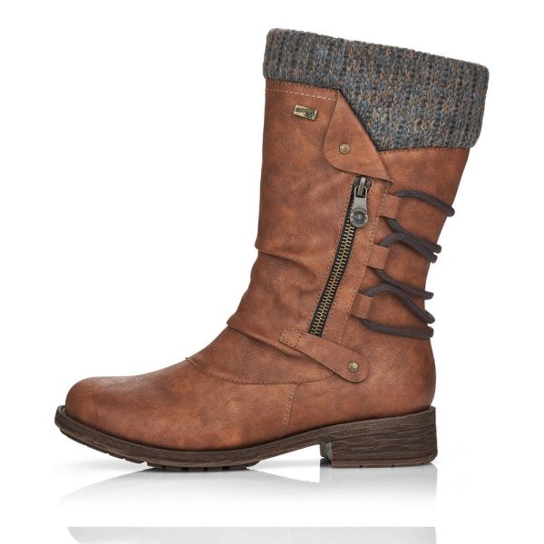 Remonte Synthetic Material Women's Mid Height Boots| D8070-01 Mid-height Boots - Brown Combination | Free Delivery