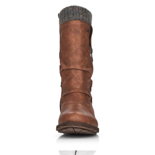 Remonte Synthetic Material Women's Mid Height Boots| D8070-01 Mid-height Boots - Brown Combination | Free Delivery