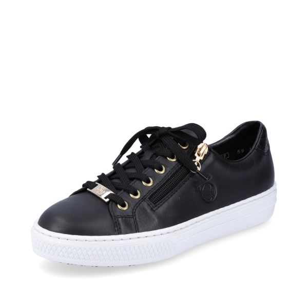 Rieker Women's shoes | Style L59L1 Athletic Lace-up with zip - Black | Free Delivery