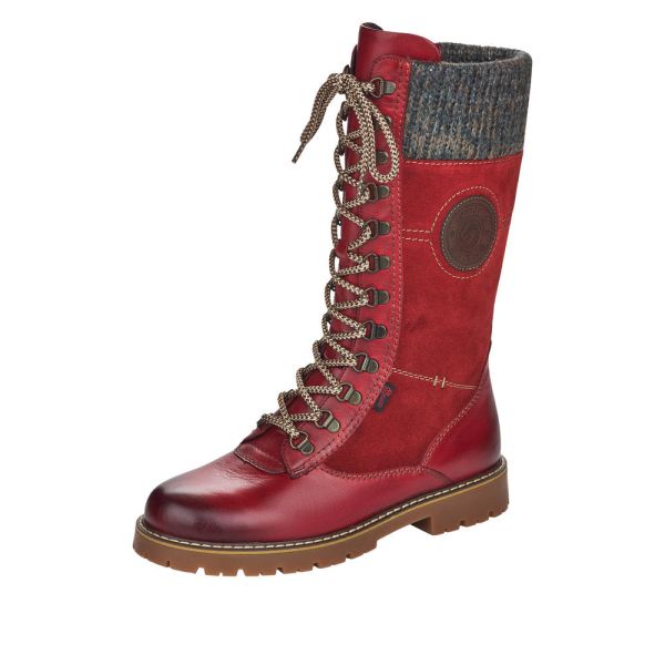 Remonte Suede Leather Women'S' Tall Boots | D9375 Tall Boots Athleisure Boots - Red Combination | Free Delivery