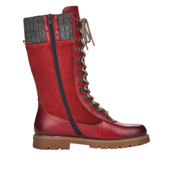Remonte Suede Leather Women'S' Tall Boots | D9375 Tall Boots Athleisure Boots - Red Combination | Free Delivery