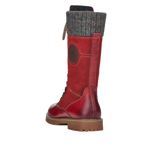 Remonte Suede Leather Women'S' Tall Boots | D9375 Tall Boots Athleisure Boots - Red Combination | Free Delivery