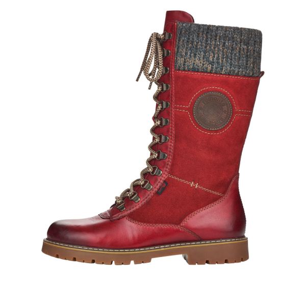 Remonte Suede Leather Women'S' Tall Boots | D9375 Tall Boots Athleisure Boots - Red Combination | Free Delivery