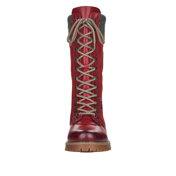 Remonte Suede Leather Women'S' Tall Boots | D9375 Tall Boots Athleisure Boots - Red Combination | Free Delivery