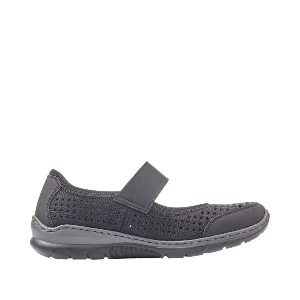 Rieker Women's shoes | Style L32B5 Casual Ballerina with Strap - Black | Free Delivery