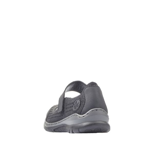 Rieker Women's shoes | Style L32B5 Casual Ballerina with Strap - Black | Free Delivery
