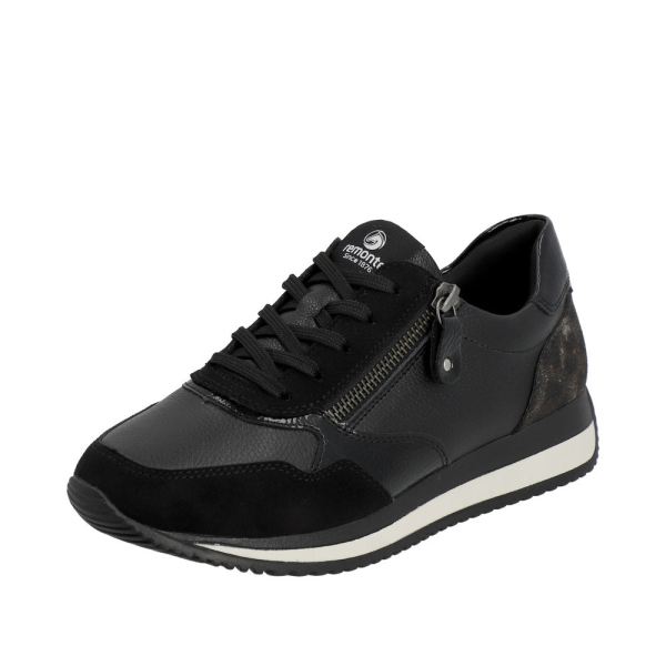 Remonte Women's shoes | Style D0H01 Athletic Lace-up with zip - Black Combination | Free Delivery