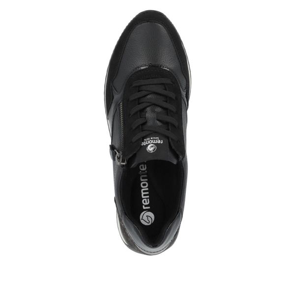 Remonte Women's shoes | Style D0H01 Athletic Lace-up with zip - Black Combination | Free Delivery