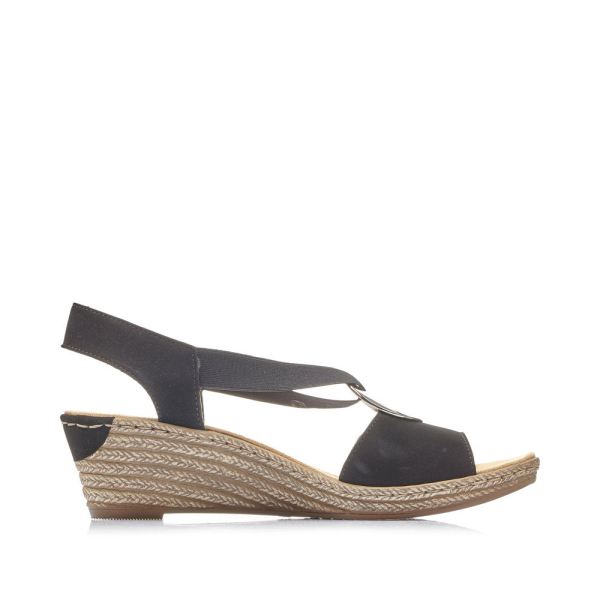 Rieker Women's sandals | Style 624H6 Dress Sandal - Black | Free Delivery