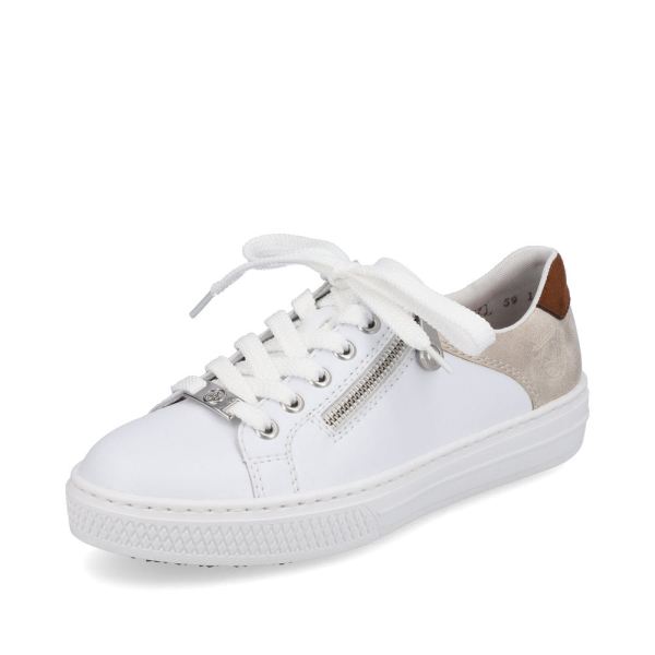 Rieker Women's shoes | Style L59A1 Athletic Lace-up with zip - White Combination | Free Delivery