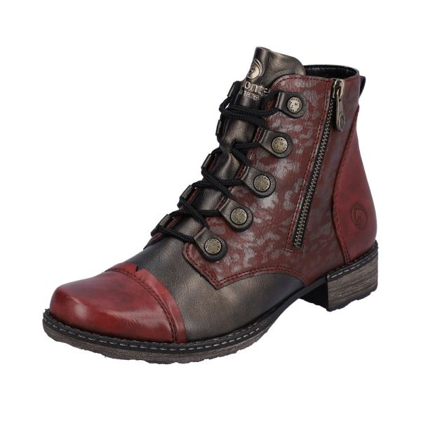 Remonte Synthetic Material Women's mid height boots| D4391 Mid-height Boots - Red Combination | Free Delivery