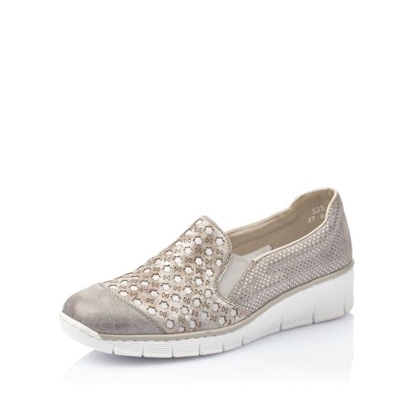 Rieker Women's shoes | Style 537W4 Casual Slip-on - Grey Combination | Free Delivery