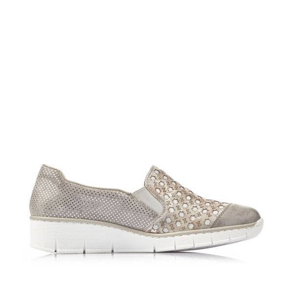 Rieker Women's shoes | Style 537W4 Casual Slip-on - Grey Combination | Free Delivery