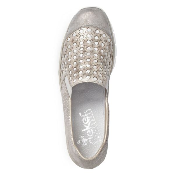 Rieker Women's shoes | Style 537W4 Casual Slip-on - Grey Combination | Free Delivery