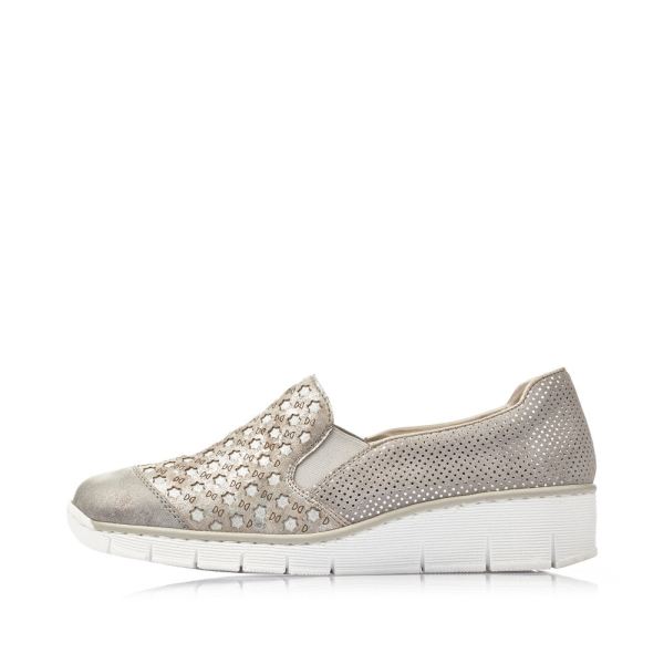 Rieker Women's shoes | Style 537W4 Casual Slip-on - Grey Combination | Free Delivery