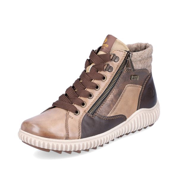 Remonte Leather Women's mid height boots| R8271 Ankle Boots - Brown Combination | Free Delivery