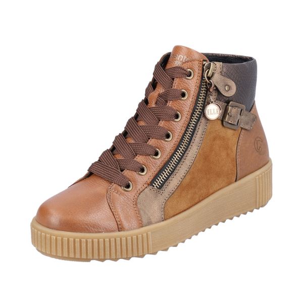 Remonte Synthetic Material Women's mid height boots| R7997 Mid-height Boots - Brown Combination | Free Delivery