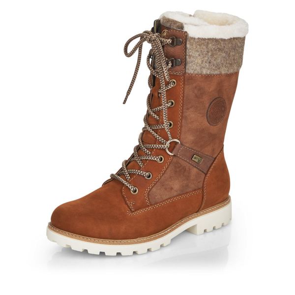 Remonte Suede leather Women's mid height boots| D8474-22 Mid-height Boots - Brown Combination | Free Delivery