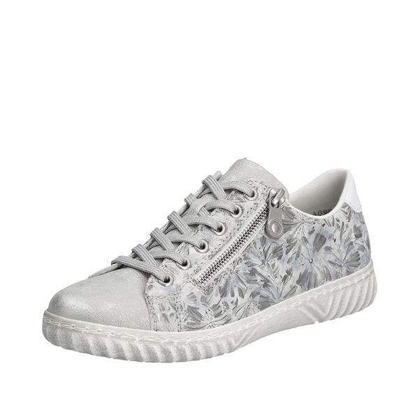 Rieker Women's shoes | Style N0900 Athletic Lace-up with zip - Silver\/Platinum | Free Delivery