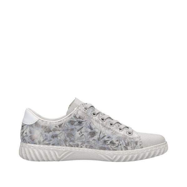 Rieker Women's shoes | Style N0900 Athletic Lace-up with zip - Silver\/Platinum | Free Delivery