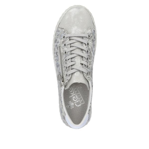 Rieker Women's shoes | Style N0900 Athletic Lace-up with zip - Silver\/Platinum | Free Delivery
