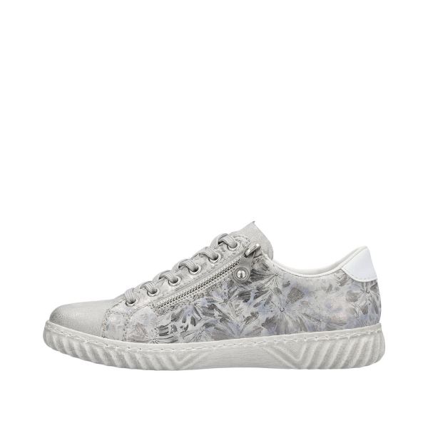 Rieker Women's shoes | Style N0900 Athletic Lace-up with zip - Silver\/Platinum | Free Delivery