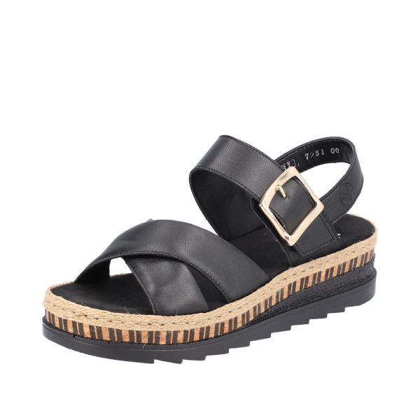 Rieker Women's sandals | Style V7951 Casual Sandal - Black | Free Delivery