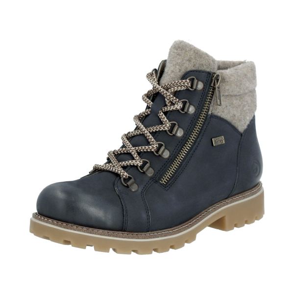 Remonte Suede Leather Women's Mid Height Boots| D7478 Mid-height Boots - Blue Combination | Free Delivery