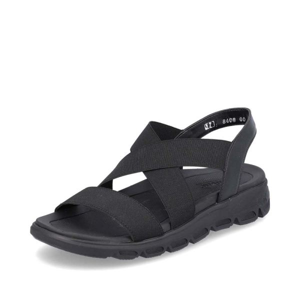Rieker EVOLUTION Women's sandals | Style V8408 Athletic Sandal - Black | Free Delivery