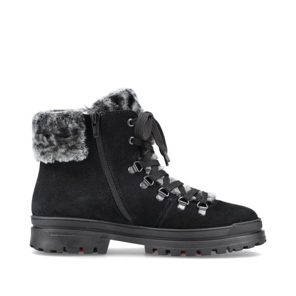 Rieker Suede leather Women's Short Boots | Z5420 Ankle Boots Flip Grip - Black | Free Delivery