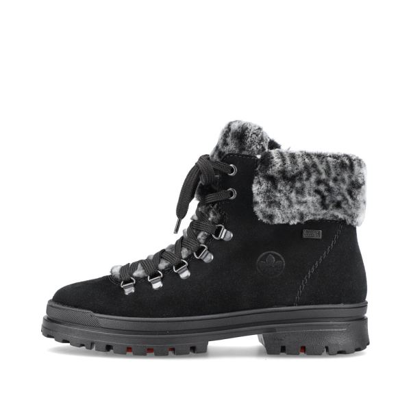 Rieker Suede leather Women's Short Boots | Z5420 Ankle Boots Flip Grip - Black | Free Delivery