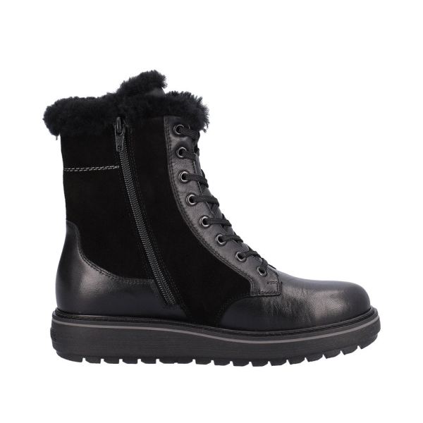 Remonte Suede Leather Women's Mid Height Boots | D0U76 Mid-height Boots - Black | Free Delivery