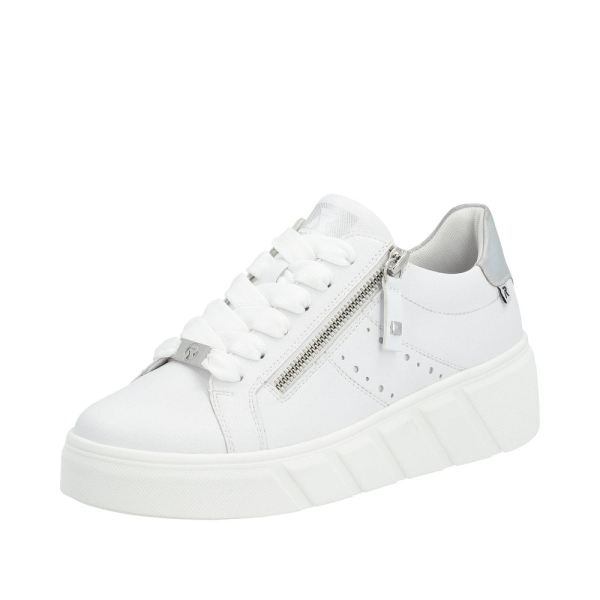 Rieker EVOLUTION Women's shoes | Style W0505 Athletic Lace-up with zip - White | Free Delivery
