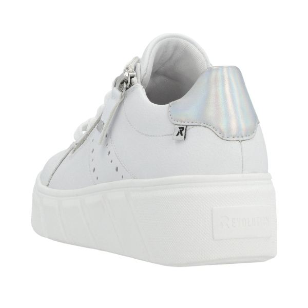 Rieker EVOLUTION Women's shoes | Style W0505 Athletic Lace-up with zip - White | Free Delivery