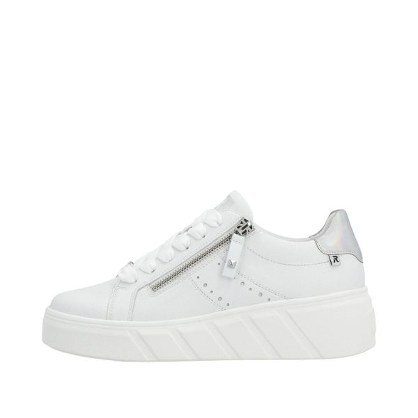 Rieker EVOLUTION Women's shoes | Style W0505 Athletic Lace-up with zip - White | Free Delivery