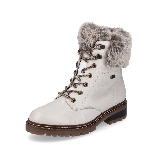 Remonte Leather Women's Short Boots| D0B74 Ankle BootsFiber Grip - White Combination | Free Delivery