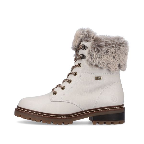 Remonte Leather Women's Short Boots| D0B74 Ankle BootsFiber Grip - White Combination | Free Delivery