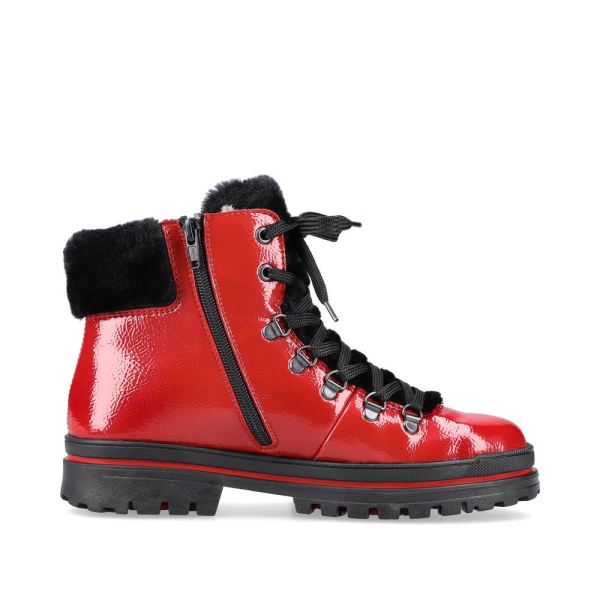 Rieker Suede leather Women's Short Boots | Z5420 Ankle Boots Flip Grip - Red | Free Delivery