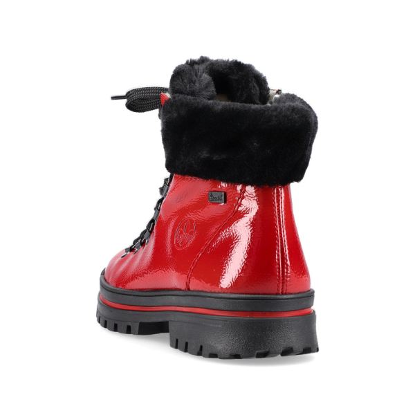 Rieker Suede leather Women's Short Boots | Z5420 Ankle Boots Flip Grip - Red | Free Delivery