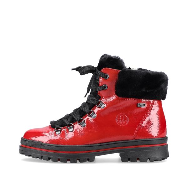 Rieker Suede leather Women's Short Boots | Z5420 Ankle Boots Flip Grip - Red | Free Delivery