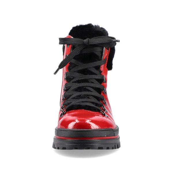Rieker Suede leather Women's Short Boots | Z5420 Ankle Boots Flip Grip - Red | Free Delivery