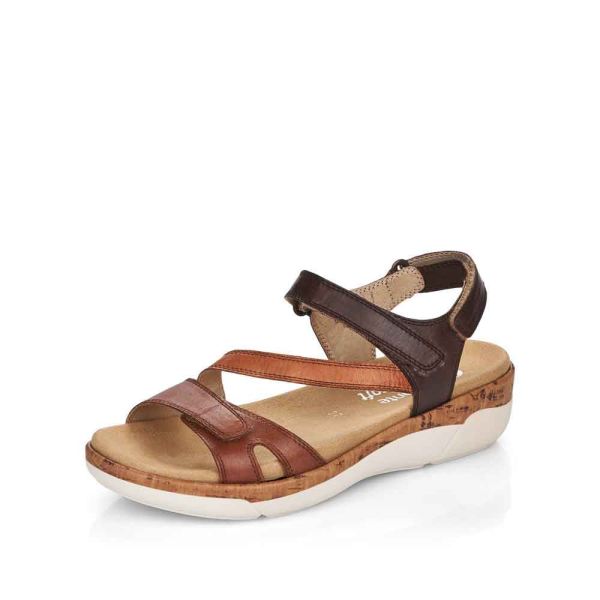 Remonte Women's sandals | Style R6850 Casual Sandal - Brown Combination | Free Delivery