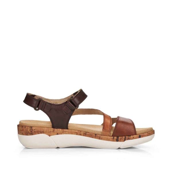 Remonte Women's sandals | Style R6850 Casual Sandal - Brown Combination | Free Delivery