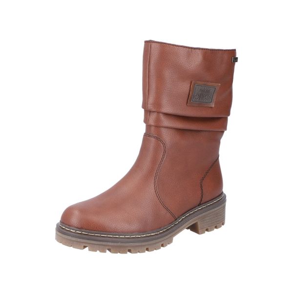 Rieker Synthetic Material Women's mid height boots| Y9260 Mid-height BootsFiber Grip - Brown | Free Delivery