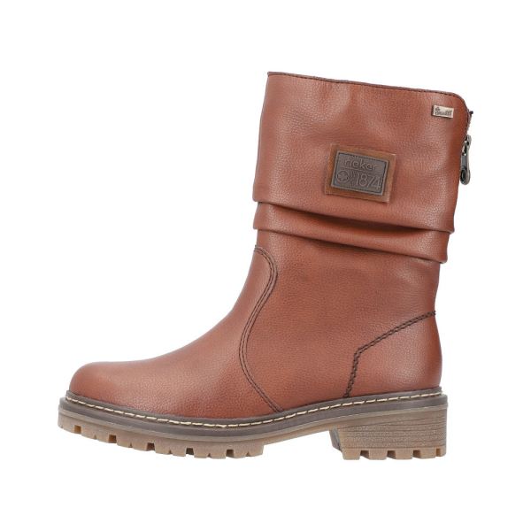 Rieker Synthetic Material Women's mid height boots| Y9260 Mid-height BootsFiber Grip - Brown | Free Delivery