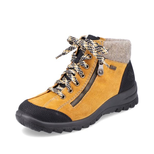 Rieker Suede leather Women's short boots| L7132 Ankle Boots - Yellow Combination | Free Delivery