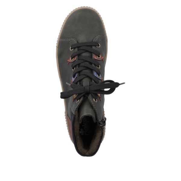 Rieker Synthetic Material Women's short boots| N0711 Ankle Boots - Green Combination | Free Delivery