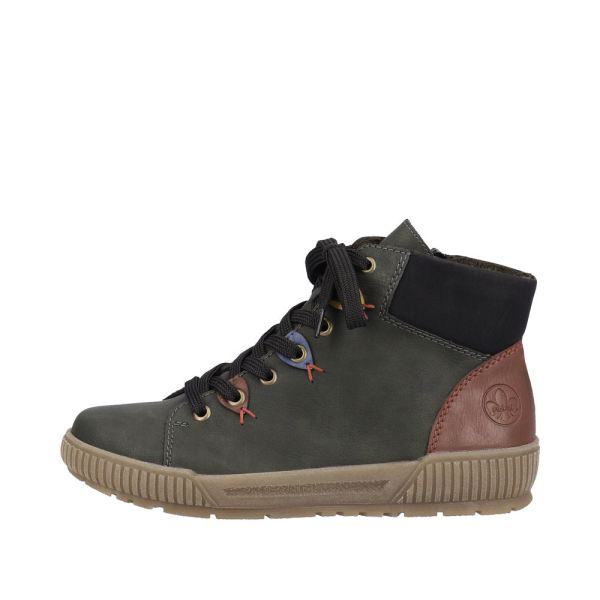 Rieker Synthetic Material Women's short boots| N0711 Ankle Boots - Green Combination | Free Delivery
