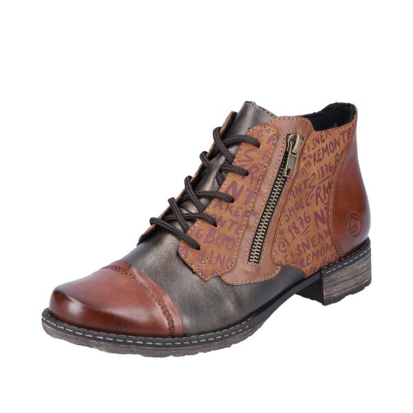 Remonte Synthetic Material Women's mid height boots| D4378 Mid-height Boots - Brown Combination | Free Delivery
