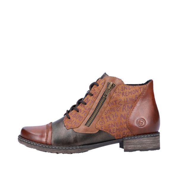 Remonte Synthetic Material Women's mid height boots| D4378 Mid-height Boots - Brown Combination | Free Delivery